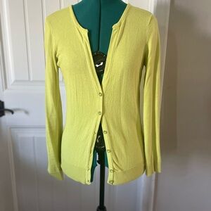Size medium New York and Company Cardigan in chartreuse green.